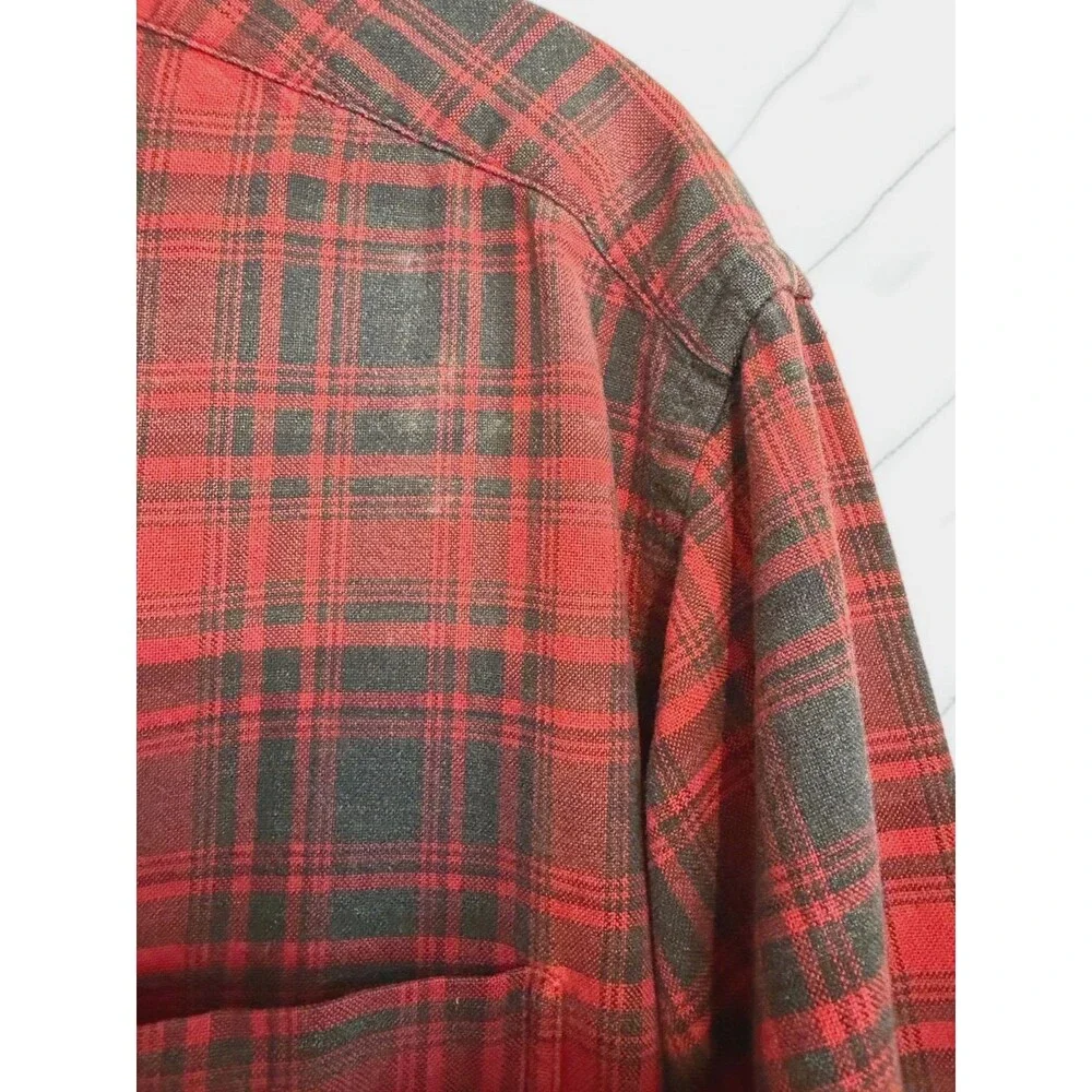 Vintage Banana Republic Flannel Shirt Men's Size Small Red Plaid